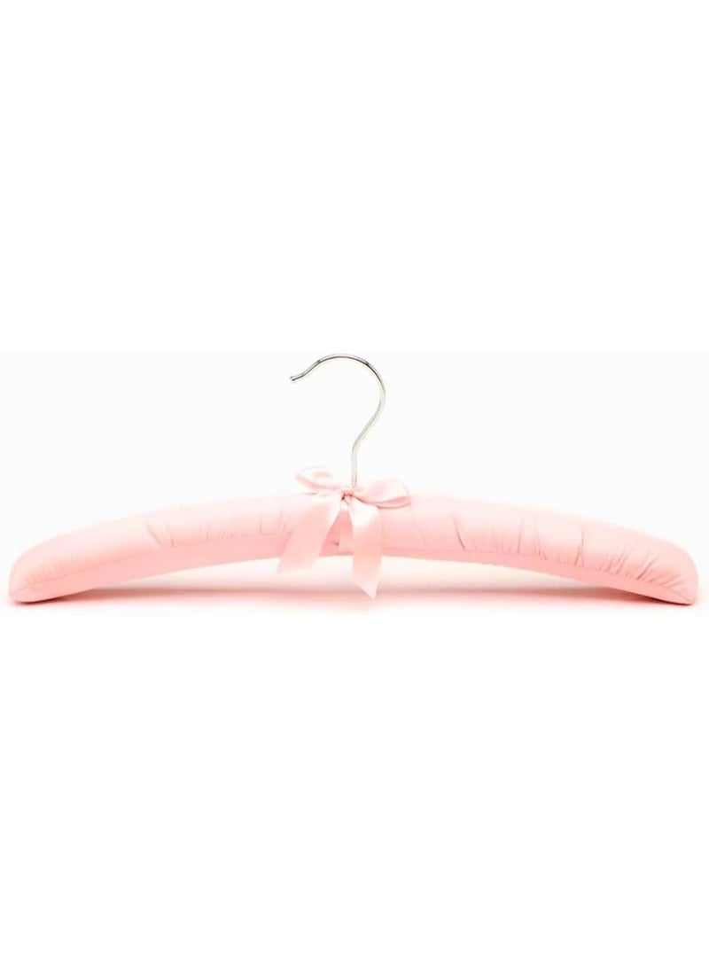 A set of 6 elegant satin-lined silk-wrapped hangers with silver foam hooks for dresses, coats, blouses, and wardrobes; 38cm display organizer - Image 1